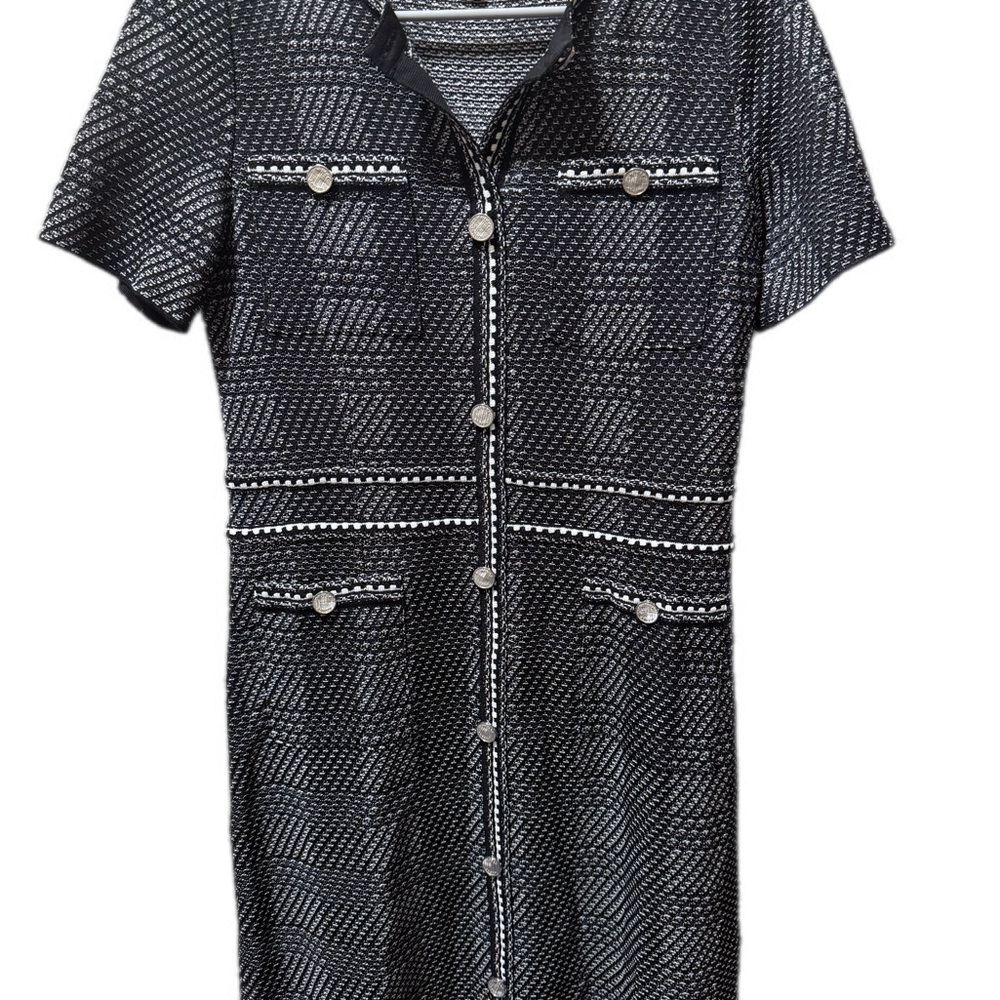 Misook Bold Plaid Tweed Knit Sheath Dress Size Small
